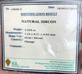 Certified Orage Zircon